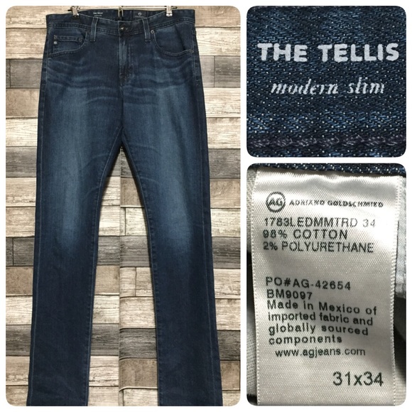 Ag Adriano Goldschmied Other - Ag The Tellis Modern Slim Jeans Men’s 31x34 (Actual W34) Dark Wash Blue Denim